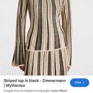 Zimmermann Black and Cream Striped Knit Top